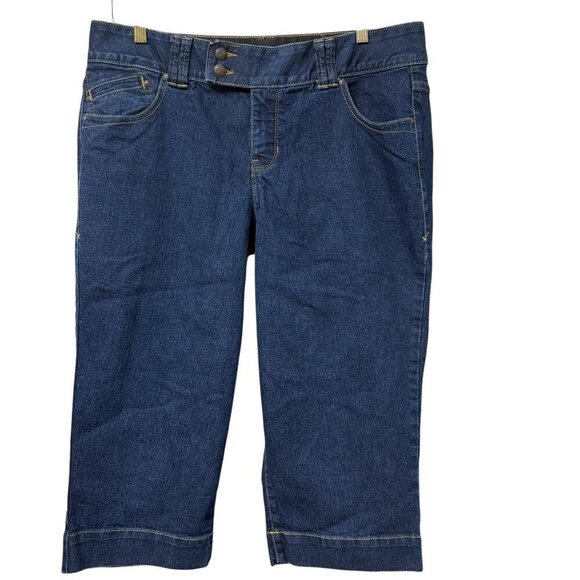 LANE BRYANT Capri Jeans Size 14 Blue Denim Bermuda Shorts Stretch Slimming - Picture 1 of 9